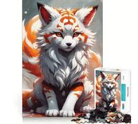 Puzzle Whait Sakura Kitsune 1000 pièces Jeu de Stimulation Cognitive Fixation optimale Défi cérébral interactif pour la Maison (38x52cm)