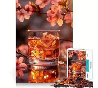 Puzzle Whiskey with Ice and Blossoms pour Adolescents,1000 pièces,Stimulant l'esprit,pièces Robustes et aux découpes nettes,activité de Groupe réconfortante (50x75cm)