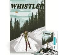 Puzzle Whistler Ski Poster pour Adultes,1000 pièces,Jeu de mémoire,Assemblage sécurisé et Solide,Jeu de Construction de Liens significatifs (38x52cm)
