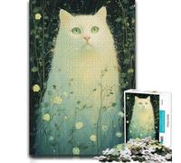 Puzzle White Cat in Flowers 1000pcs (52x38cm) Adulte | Profitez de cette activité puzzle relaxante les dimanches au calme, pour un défi satisfaisant.
