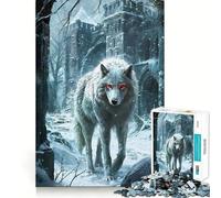 Puzzle White Dire Wolf Snow Watch 1000 pièces Jeu Amusant et Facile à Transporter 38x26cm