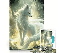 Puzzle White Fox Spirit 1000 pièces Jeu de Concentration mentale Découpe de précision Bords Lisses Jeu de Construction de Liens significatifs (38x26cm)