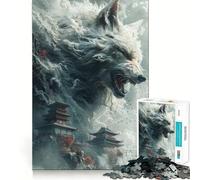 Puzzle White Fox Temples Chinois 1000 pièces Jeu de Concentration mentale Découpe de précision Bords Lisses Jeu de Construction de Liens significatifs (38x52cm)