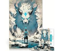 Puzzle White Lion Spirit 1000 pièces à reconstituer,Jeu Amusant et sans bavures,pièces nettes et découpées,Jeu Portable et idéal pour Les Voyages (38x52cm)