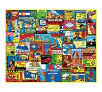 White Mountain Puzzles State Stickers, 1000 Pieces Jigsaw Puzzle