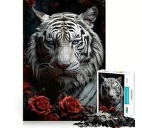 Puzzle White Tiger 1000 pièces pour Adolescents Stimulation mentale Activité de découpage de Haute précision et de détente (50x75cm)