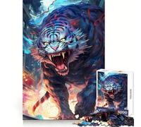 Puzzle White Tiger Rage pour Adolescents, 1000 pièces, pour stimuler l'esprit, se détendre et se ressourcer Assemblage précis (38x26cm)