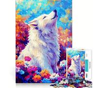 Puzzle White Wolf 1000 pièces pour Adultes,Jeu de réflexion,découpe Laser pour Un Assemblage Parfait,activité enrichissante pour Les Jours de Pluie (38x26cm)