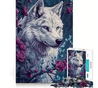 Puzzle White Wolf Bloom 1000 pièces Jeu Amusant et ludique Technologie de découpe Laser avancée Jouet d'intérieur pour Les fêtes (38x52cm)