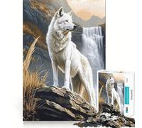 Puzzle White Wolf by Waterfall pour Adultes,1000 pièces,Jeu de mémoire,Assemblage sécurisé et Solide,Jeu de Construction de Liens significatifs (38x52cm)