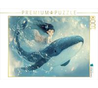 Puzzle · Winter-Fantasy-Animé | Une baleine avec une petite fille · 1000 pièces · Format assemblé 64 × 48 cm · CALVENDO Puzzle