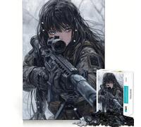 Puzzle Winter Sniper Vigilance 1000 pièces Jeu de Construction Assemblage Parfait sans écart Activité gratifiante pour Les Jours de Pluie (38x52cm)
