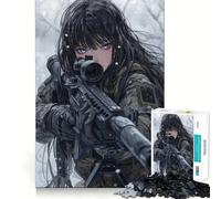 Puzzle Winter Sniper Vigilance pour Adultes 1000 pièces Jeu de mémoire Assemblage sûr et Solide Jeu de Construction de Liens significatifs (38x26cm)