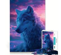 Puzzle Wolf Aesthetic Sunset 1000 pièces pour Adultes Jeu de mémoire Amusant Découpe Experte Activité relaxante en Groupe à l'intérieur (38x26cm)