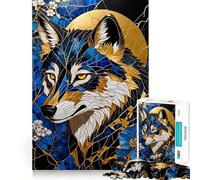 Puzzle Wolf Art 1000 pièces Jeu de réflexion Amusant et Stimulant Pièces Parfaitement emboîtables Cadeau d'anniversaire Casse-tête (38x26cm)