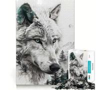 Puzzle Wolf Double Exposure 1000 pièces pour Adultes,entraînement cérébral Amusant,découpe Laser de qualité supérieure,activité relaxante en Groupe à l'intérieur (38x26cm)