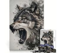 Puzzle Wolf Double Exposure 1000 pièces pour Adultes Plaisir et Sensations garantis Bords précis (50x75cm)