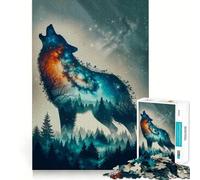 Puzzle Wolf Double Exposure 1000 pièces pour Adultes Réfléchissez,entraînez-Vous,jouez ! Emboîtement Parfait,Aucune pièce ne se détache Cadeau Unique pour soulager Le Stress (50x75cm)