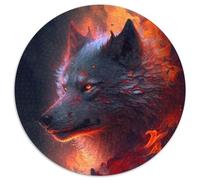 Puzzle Wolf Fire pour Adultes, 1000 pièces, Puzzle Rond de 1000 pièces, idée Cadeau d'anniversaire, Jeu de réflexion Stimulant 67,5 x 67,5 cm