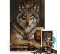 Puzzle Wolf King Crown Pint Beer 1000 pièces Jeu de réflexion de qualité supérieure,découpé au Laser Exercice Mental Calme à Faire à la Maison (50x75cm)