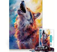 Puzzle Wolf Night pour Adolescents de 1000 pièces,Jeu de mémoire Amusant,Composants Robustes et découpés avec précision,Jeu Portable et idéal pour Les Voyages (50x75cm)