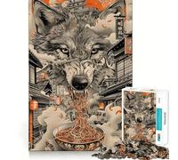 Puzzle Wolf Ramen Noodles Japon pour Adolescents,1000 pièces,Jeu Stimulant l'esprit,pièces nettes et sans bavures,Facile à Apprendre,pour Toute la Famille (38x52cm)