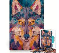 Puzzle Wolf Retro Gold Glass 1000 pièces pour Adultes,Jeu d'exercice Mental,découpe de précision,Bords Lisses,activité relaxante en Groupe à l'intérieur (50x75cm)