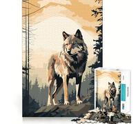Puzzle Wolf Retro Minimal Adultes 1000 Pièces Jeu de Réflexion et d'exercice Ajustement Parfait Activité de Lien à Partager avec Les Êtres Sociables (38x26cm)