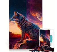 Puzzle Wolf Sunset pour Adultes,1000 pièces,pour stimuler la Concentration,Amusant,Taille Uniforme,pièces précises,activité de Partage pour Les Proches (38x52cm)