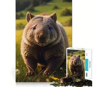 Puzzle Wombat Smile Animals Adolescents 1000 Pièces Jeu de Mémoire Amusant Découpe Nette Composants Robustes Portable et Pratique pour Les Voyages (38x26cm)