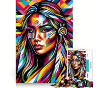 Puzzle WPAP Difficile pour Adultes, 1000 pièces, Motif Fille amérindienne, Jeu de logique Robuste, Moments de Partage, Bords Nets, (38x26cm)