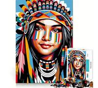 Puzzle WPAP Difficile pour Adultes, 1000 pièces, représentant Une Jeune Fille amérindienne Un Jouet paisible et Amusant, aux découpes nettes et précises, Une véritable œuvre d'art (38x52cm)