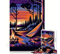 Puzzle WPAP Popart Coucher de Soleil en Camping pour Adultes,1000 pièces,améliore la mémoire,Distraction Douce,découpe précise,Parfait pour Noël (50x75cm)