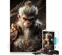 Puzzle Wukong Le Roi Singe 1000 pièces Jeu de réflexion Qualité supérieure Découpe Laser Exercice Mental Calme à Faire à la Maison (38x26cm)