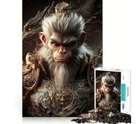 Puzzle Wukong Le Roi Singe 1000 pièces Stimule la Concentration Jeu de réflexion Amusant Technologie de découpe Laser avancée Idéal pour Les Voyages (38x52cm)