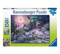 Puzzle Xxl 150 Pieces Famille De Loup Se Promene Dans La Foret Au Clair De Lune - Enfant - Ravensburger Paysage Neige - Animaux Sauvage