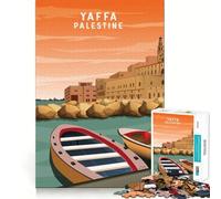 Puzzle Yaffa Palestine Skyline pour Adultes,1000 pièces,Jeu de Concentration,découpe Laser de qualité supérieure,activité familiale Amusante en soirée (38x52cm)