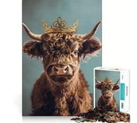 Puzzle Yak King Couronne Pastel 1000 Pièces Stimulation Cognitive Amusant Pièces Découpées Nettes et sans Bavures Jouet de Loisirs d'Intérieur pour Les Fêtes (50x75cm)