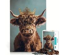 Puzzle Yak King Couronne Pastel pour Adultes 1000 pièces Jeu Stimulant l'esprit Découpe Nette,alignement Parfait Activité de Partage pour Les Proches (38x26cm)