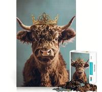 Puzzle Yak King Couronne Pastel pour Adultes 1000 pièces Jeu Stimulant l'esprit Découpe Nette,alignement Parfait Activité de Partage pour Les Proches (38x52cm)