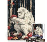 Puzzle Yeti avec Champignons 1000 pièces pour Adolescents Souvenirs, Loisirs, Plaisir, Assemblage Solide, Cadeau mémorable (38x52cm)
