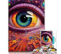 Puzzle Yeux Psychédéliques pour Adolescents 1000 Pièces, Soulagement du Stress Défi Difficile Convient pour Décoration de Bureau 50x75cm