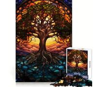 Puzzle Yggdrasil Vitrail Adolescents 1000 Pièces Souvenirs, Pouvoir, Repos, Plaisir, Bords Précis, Surprise d'anniversaire (38x26cm)