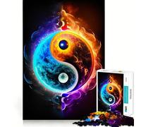 Puzzle Yin et Yang des Quatre Éléments 1000 pièces Jeu de réflexion Pièces précises et sans Couture Activité Amusante en Famille 38x52cm