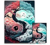 Puzzle Yin et Yang Éclipse Lunaire 1000 Pièces Puzzles en Bois pour Adultes DIY Décoration Maison Cadeau Jeu de Casse-Tête 1000 PCS (75x50cm)