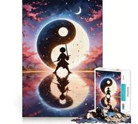 Puzzle Yin et Yang Harmonie 1000 pièces pour Adolescents,Jeu de Stimulation Cognitive,sans Espace,Assemblage Parfait,Compact et Amusant pour des Moments de Jeu en Famille (38x26cm)