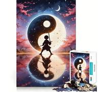 Puzzle Yin et Yang Harmonie 1000 pièces pour Adultes Jeu Stimulant l'esprit Surface Lisse sans bavures Passe-Temps Fascinant pour Les Moments de détente (38x52cm)