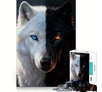 Puzzle Yin et Yang Loup Portrait pour Adolescents 1000 pièces Jeu de réflexion Amusant Connexion Fluide et agréable Passer des Heures de détente (50x75cm)