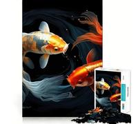 Puzzle Yin et Yang Poisson Koi 1000 Pièces Jeu Stimulant Le Cerveau Ajustement Parfait Divertissement Confortable à l'intérieur pour Tous (38x52cm)