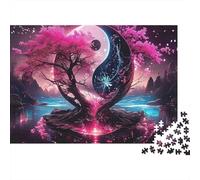 Puzzle Yin Yang Cerisier Rose en Carton 100% Recyclé, 1000 Pièces, 70 x 50 cm, 1000 Pièces